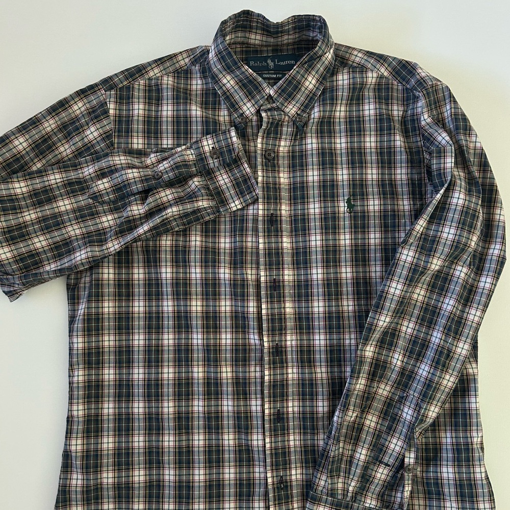 Ralph Lauren Men's Plaid Shirt Custom fit size M in Excellent Condition Preppy